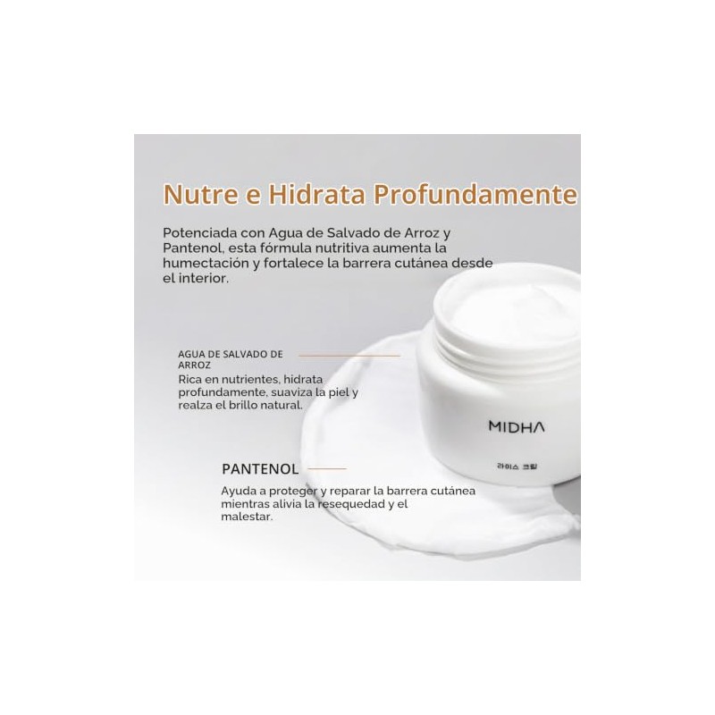 MIDHA- Crema de Arroz 1.7oz (50gr) 63% Agua de Arroz