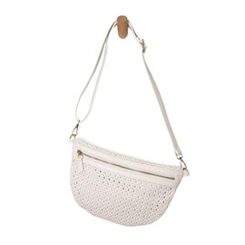 Joy Susan Women's Fashion Purse Nova Faux Cane Sling Belt Bag - White