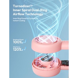 Aecooly Portable Handheld Turbo Fan [24H Max Cooling Time], 5 Speeds USB Rechargeable Mini Personal Battery Operated Small Pocket Cooling Fan GIfts for Women, Travel, Home, Office, Beach, Lash -Pink