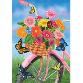 Briarwood Lane Spring Bike Garden Flag Floral Butterfly 12.5" x 18"