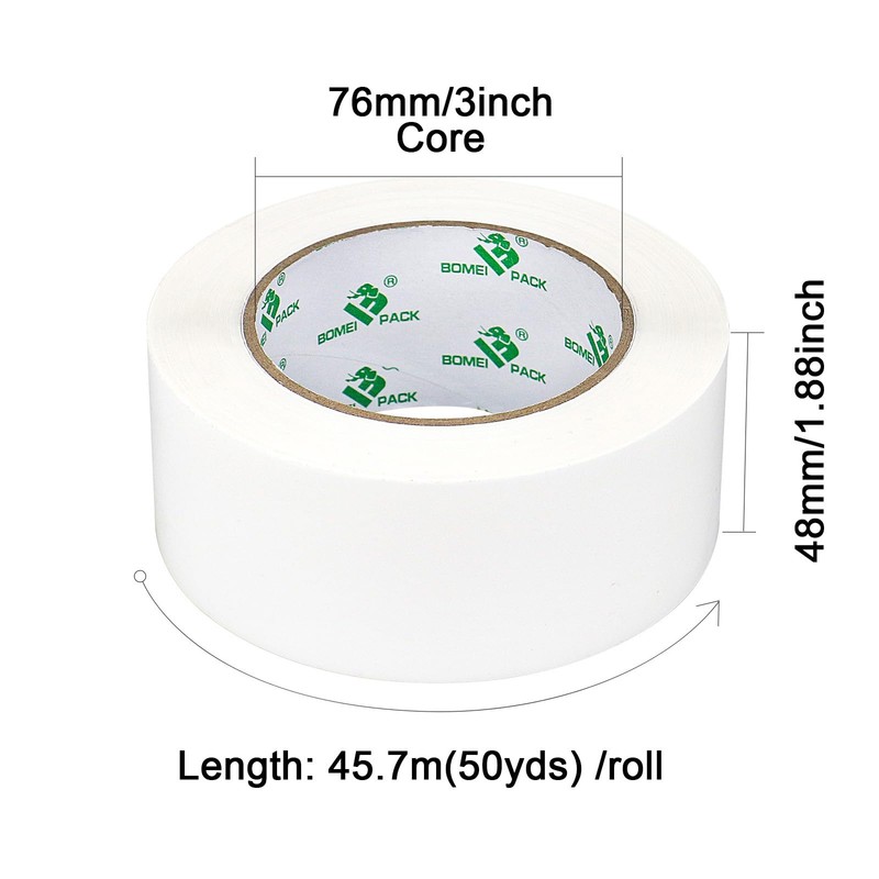 BOMEI PACK 3 rollos cinta de embalar blanca, cinta de