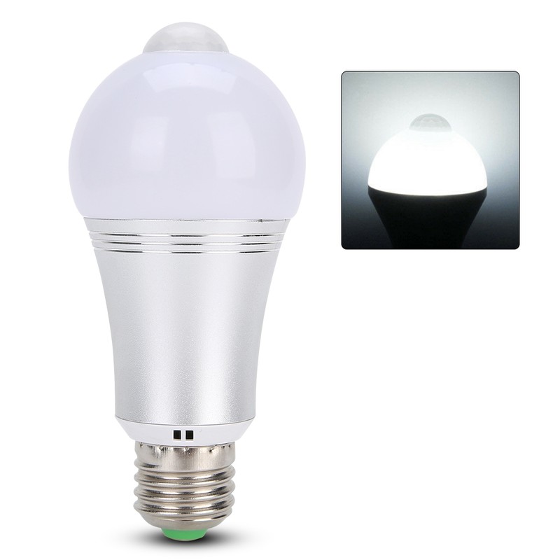 E27 7W Human Body Induction Bulb Light LED Motion Sensor