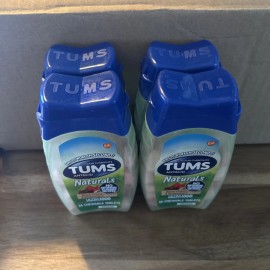 TUMS 4xTums Naturals Ultra Antacid Heartburn Chews Black Cherry Watermelon 56ct 09/25