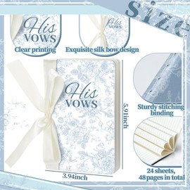 Engrowtic 2 Pcs Wedding Vow Books with Ribbon Bow Blue Floral His and Hers Vow Books Paper Notebook for Wedding Vows Journal Officiant Book Bridal Shower Gifts Keepsake
