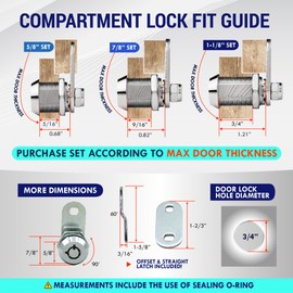 LATCH.IT 5/8” RV Storage Locks | 10-Pack RV Compartment Locks | Utility Cam Lock | 100% Metal RV Locks for Storage Door on Camper | 20-Key RV Cam Lock | Check Fitment Image Before Purchasing
