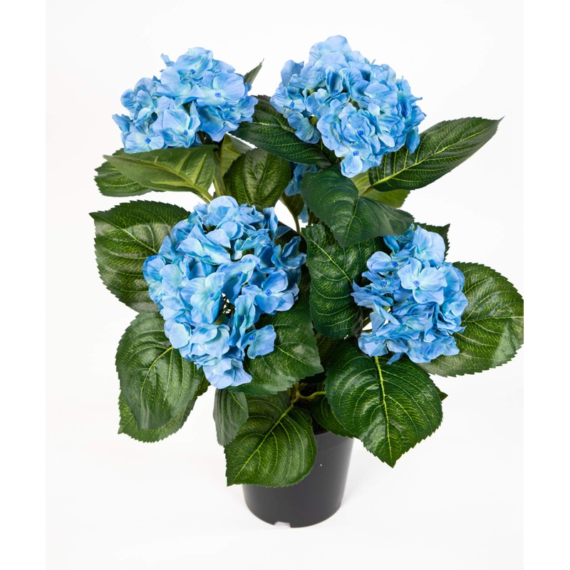 Hydrangea Bush Deluxe 42 cm Blue in Pot LM Artificial