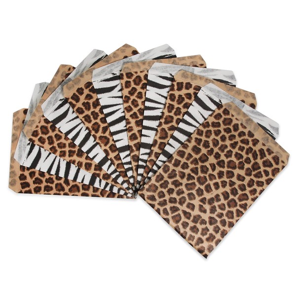 CuteBox Zebra/Leopard Flat Paper Gift Bags 400pcs (5" x 7") for Merchandise, Crafts, Party Favors, Tradeshows, Retail, Showcases, Display, Holidays, Animal Themes, Arts and Crafts