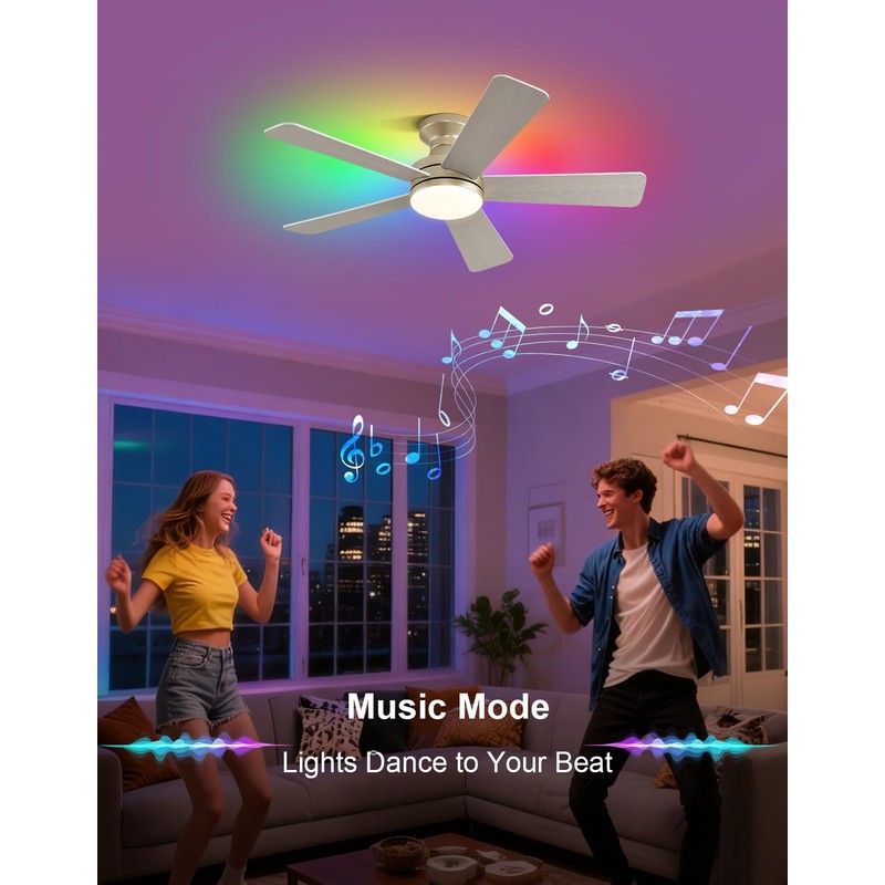 Homlit 42 inch RGB Ceiling Fan with Light, Voice &