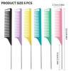 6Pcs Rattail Comb Metal Rat Tail Combs Fine Tooth Parting