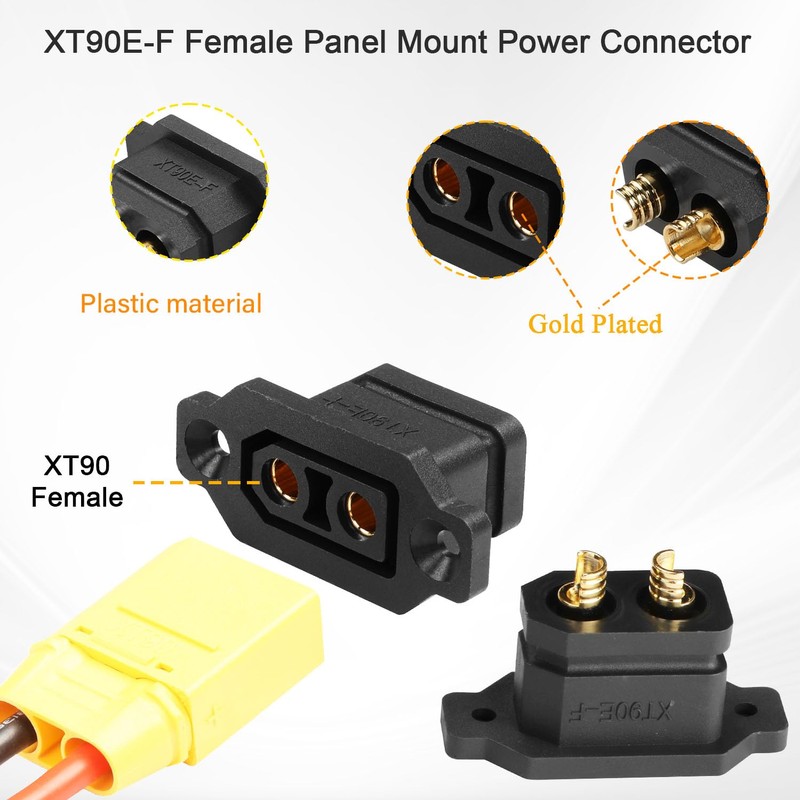 QIANRENON Fixable XT90 Female Soldering Adapter Gold Plated XT90E-F Panel