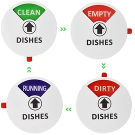 SIYINGSAERY Dishwasher Magnet Clean Dirty Sign Indicator Acrylic Dishwasher Sign Universal Dish Washer Reversible Indicator with Running, Dirty, Empty and Clean Options,Works on All Dishwashers,4 Inch