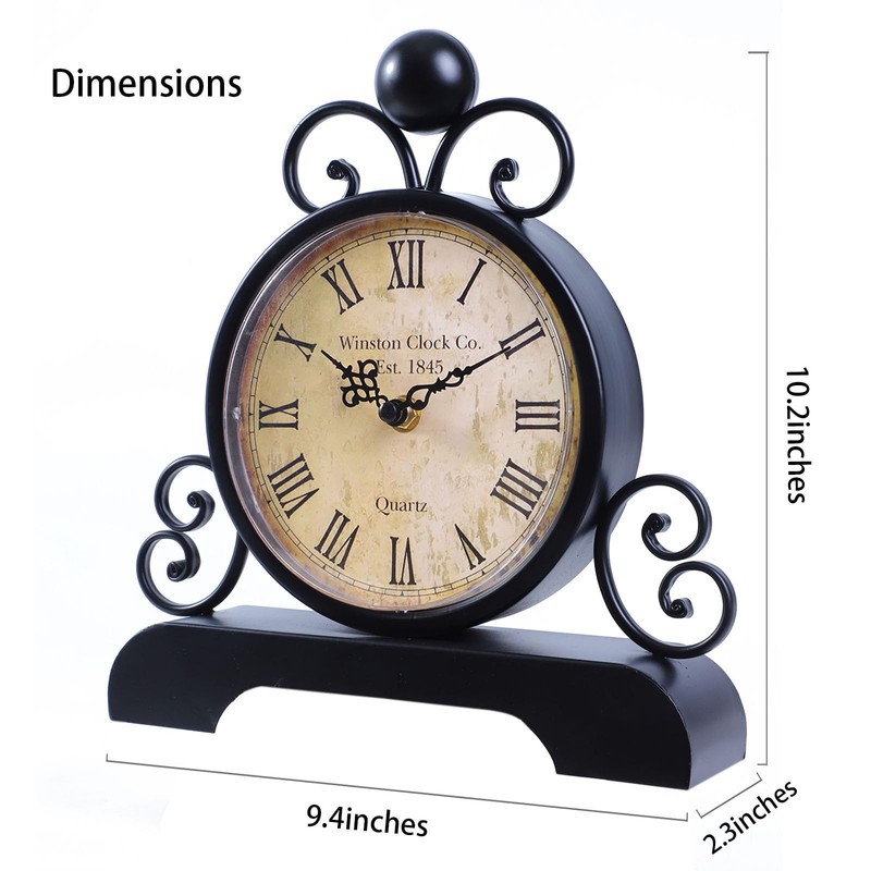 Moiubik Mantel Clock Quartz Classic Style Vintage Table Clock Roman