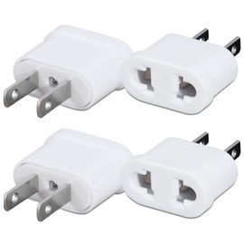 US Plug Adapter, European to USA Outlet Plug, 2 Prong American Wall Plug, Small EU to US Travel Adapter, Europe/Asia to USA/Canada Travel Power Plug Adapter, 4 Pack
