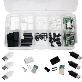 XUGERIP 20 Set USB-C Male Connector Kit DIY, 24 Pin USB 3.1 Type-C Plug with PCB Board and Housing, Type C Connector for Cable Repair (Black + White)