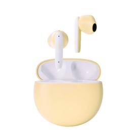 Elecom LBT-TWS17CSYL Wireless Earphones, Bluetooth 5.3, Stylish Round Type, Touch Control, In-Ear Type, SBC/AAC Compatible, Automatic Pairing, Type-C Charging, Macaron Yellow