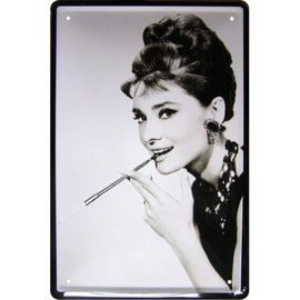 Audrey Hepburn Motif Tin Sign Replica