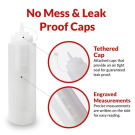 Reli. Plastic Squeeze Bottles, 32 oz. | 8 Pack | Condiment Squeeze Bottles for Sauces | Clear w/Tethered Caps | 32 Ounce Hot Sauce, Ketchup | Condiments, Olive Oil, Liquids