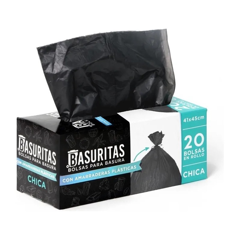 80 Bolsas De Basura Chicas Basuritas, 41x45cm, Pack 4x20