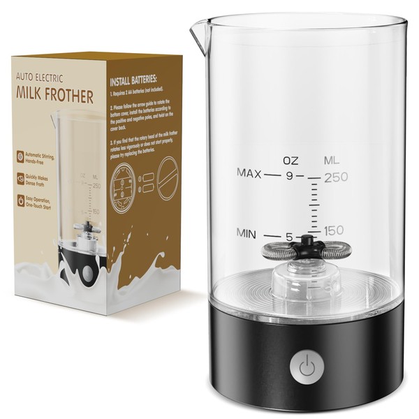 IDOSF Milk Frother Handheld-Free - One-Button Battery Powered Milk Foamer