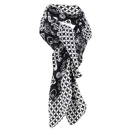 TigerTie Neckerchief Grey/Black with Many Small Designs and Stars Size 100 x 100 cm, grey black