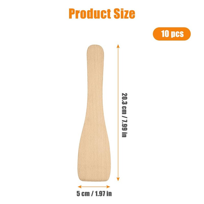 OSDUE Wooden Spatula, Set of 10 Beechwood Spatula for Cooking,