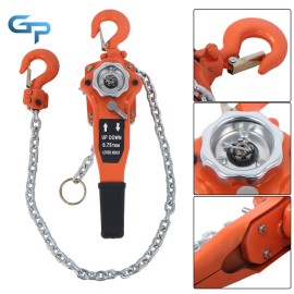 greatparts 1650lbs 3/4Ton Manual Lever Chain Hoist 5FT/1.5M G80 Chain & 360° Rotation Hook