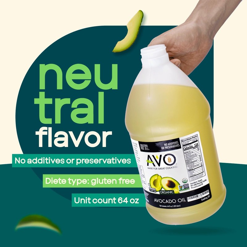 AVO ORGANIC AVOCADO Oil Frying, Baking, Non-stick Sautéing, Salads, Vinaigrette,