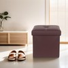 ShellKingdom Small Folding Storage Ottoman Cube, Faux Leather Storage Footrest