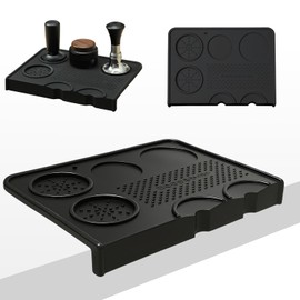 Jopgeey Espresso Tamping Mat, Coffee Tamper Mat for Espresso Machine, 10.4"x7.4" Food Grade Silicone Pad for Barista Acceessories, Waterproof Heat Resistant Tamp Station for Counter (Black)