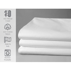 Westin Ultra Luxe Flat Sheet - Soft, Luxurious 600 Thread Count Cotton Top Sheet - White - Queen