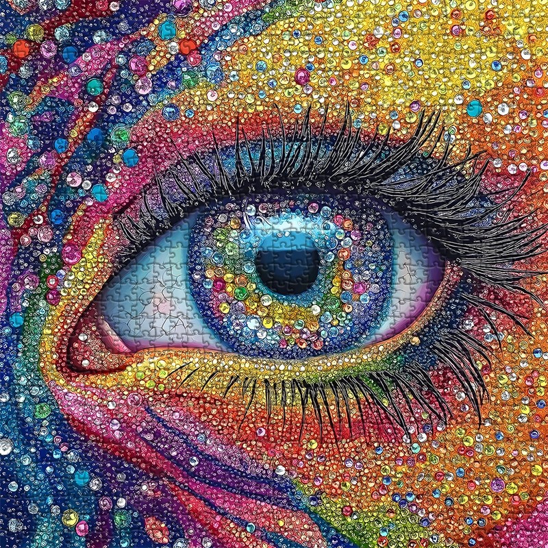 Impossible Puzzles for Adults 1000 Pieces, Colorful Eye Gemstone Art