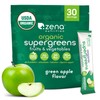 Zena Nutrition Organic Super Greens Powder, 70+ Superfoods, 0 Sugar, 3G Fiber, Spirulina, Chlorella, Antioxidants, Prebiotics/Probiotics, Digestive Enzymes, Green Apple, 30 Drink Mix Packets