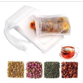 Bolsitas de Té, 500 Bolsas de Té Vacías para Suelto con Cordón, 5 * 7cm olsitas de Suelto, Café, Hierbas de Lavanda, Sazonador de Especias DIY Blanco