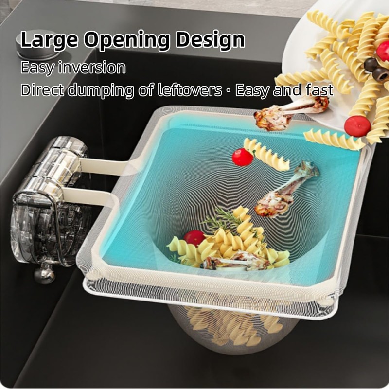 Suction Cup Kitchen Sink Filter with Replacement Mesh Bag, Foldable