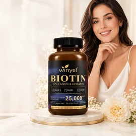 Biotina 25000 Mcg Colágeno Queratina Complejo B 60 Caps
