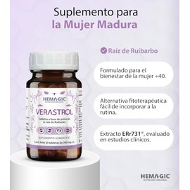 Antioxidante Natural Suplemento Mujer Madura Verastrol Extracto Err731 Ruibarbo Siberiano Tabletas 300mg Hemagic