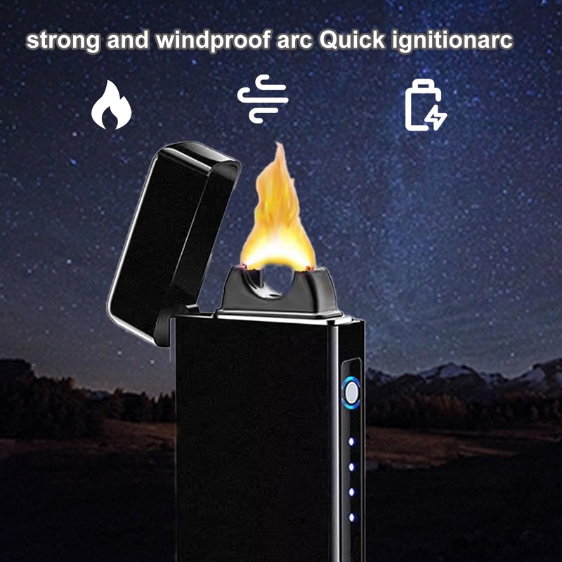 Electric Lighter Plasma Rechargeable with LED Battery Indicator Strong Flame,