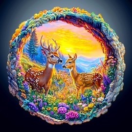 Wooden Puzzles for Adults - 3D Vision Deer Wooden Jigsaw Puzzle - Unique Animal Shaped Wood Puzzles Adult - Creative Birthday Gift Family Game (300pcs)