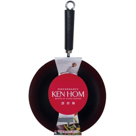 Ken Hom 20cm Antihaft Karbonstahl Wok, Stahl, schwarz, 20 cm