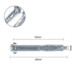 30Pcs M4 Wall Anchor,Heavy Duty Metal Plasterboard Cavity Wall Fixings Anchors Plugs,52MM Carbon Steel Anchor Expansion Bolt for Wall/Drywall/Hollow Wall Anchor