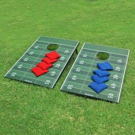GoSports Football Cornhole Set Customize with Decals | 2 Boards, 8 Bags, Case