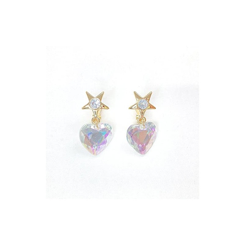 Minacute Q1394 Star & Heart Bijou Earrings, Clear