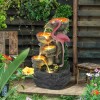 Grepatio 25" Tall Outdoor Water Fountain, 5 Tier Waterfalls Fountain