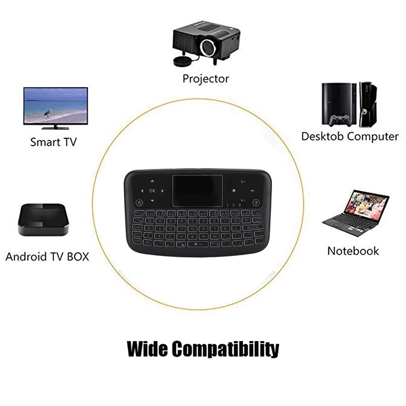 Mini Touch Flat Backlight 2.4G Button Wireless Keyboard Left and