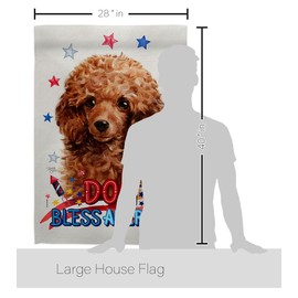 Breeze Decor Patriotic Miniature Poodle House Flag Set Dog Puppy Spoiled Paw Canine Fur Pet Nature Farm Animal Creature Decoration Banner Small Garden Yard Gift Double-Sided, Made in USA