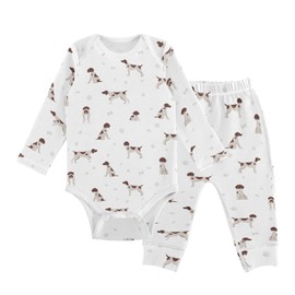 vvfelixl Baby Bodysuits Pants Sets German Shorthaired Pointer Long Sleeve Baby Clothes For Boys Girls 3-6 Months Puppy