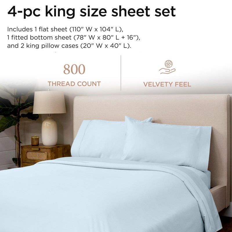 Threadmill Luxury 800 Thread Count King 100% Cotton Sheets -