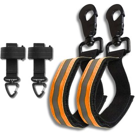 [ 4 Piece ] Firefighter Gloves Strap and Tactical Gloves Holder | Heavy Duty Buckles, Adjustable Straps, Molle Compatible (Black and Orange)
