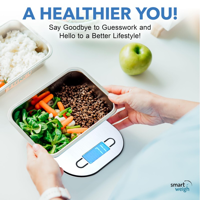 Smart Weigh - Báscula digital de alimentos gramos y onzas