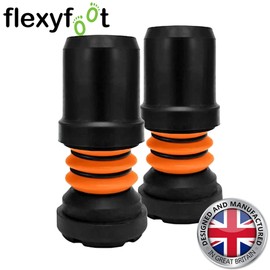 Flexyfoot Shock Absorbing Crutch Ferrules – All Sizes and Colours Available Here - Improves Grip, Improves Safety, Improves Comfort – Black – 22mm – Pack of 2